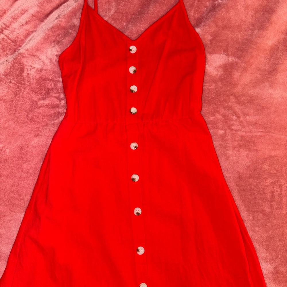 Elegant Red Button-Down SHEIN Dress